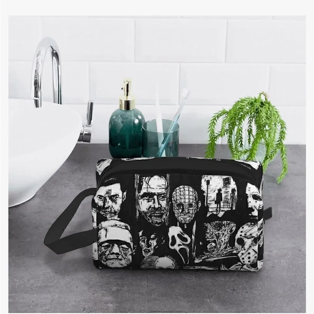 Unisex Cosmetic Bags Horror Icons Makeup Pouch Travel Toiletry Storage Bag